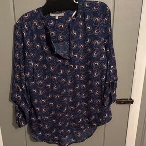 Daniel Rainn Navy Patterned Blouse